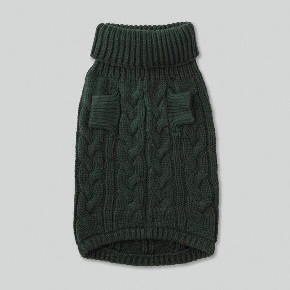 Hackett X Hugo Hudson Cable Knit Pullover Dog Jumper in Green - Picture 3 of 4